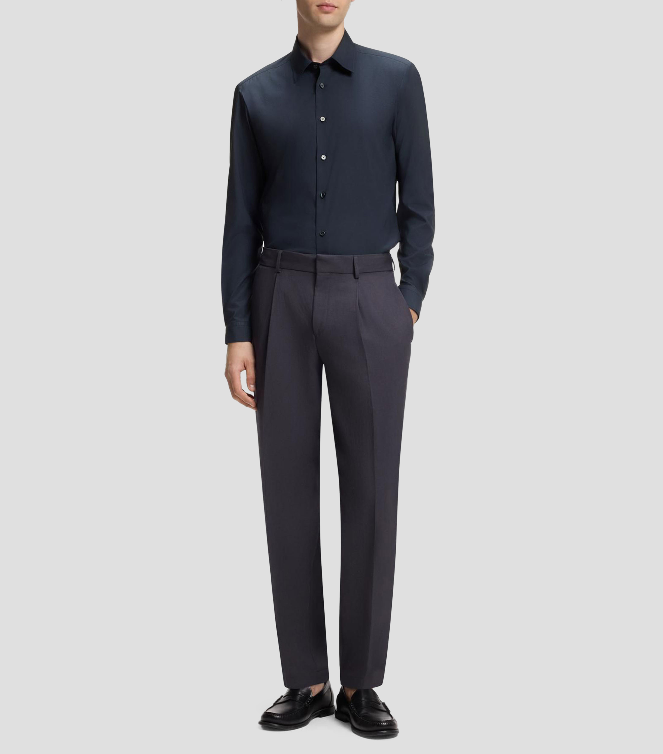 Camisa regular de tejido elástico técnico Hombre